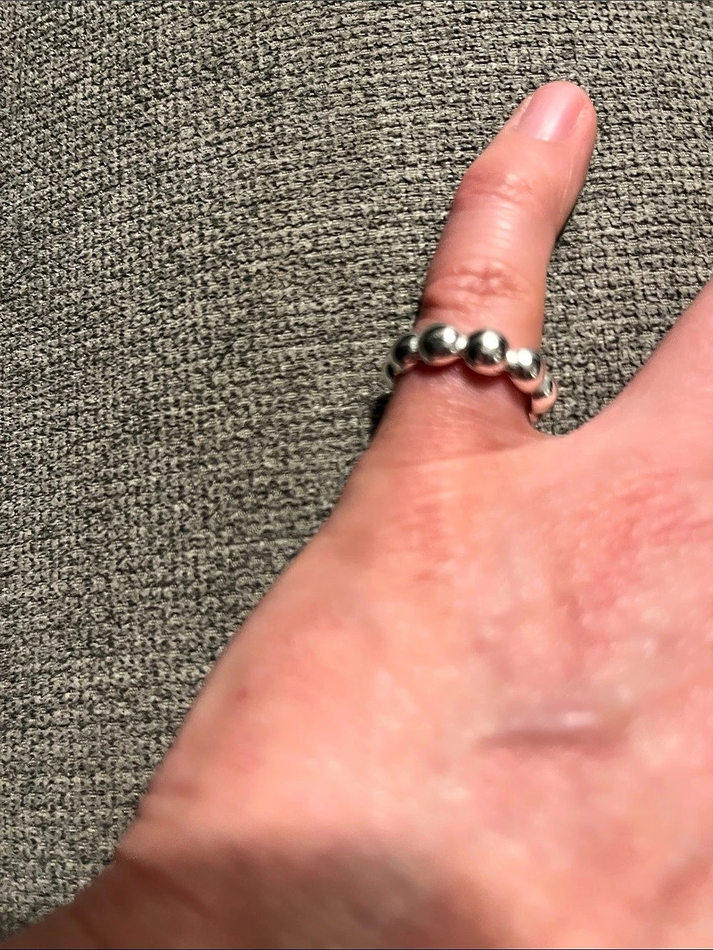 Silver-Tone Beaded Ring Like New
